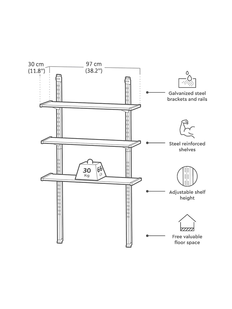 Keter Silver 100cm/39.5" Shed Garden Shelving Kit - Image 6 of 6