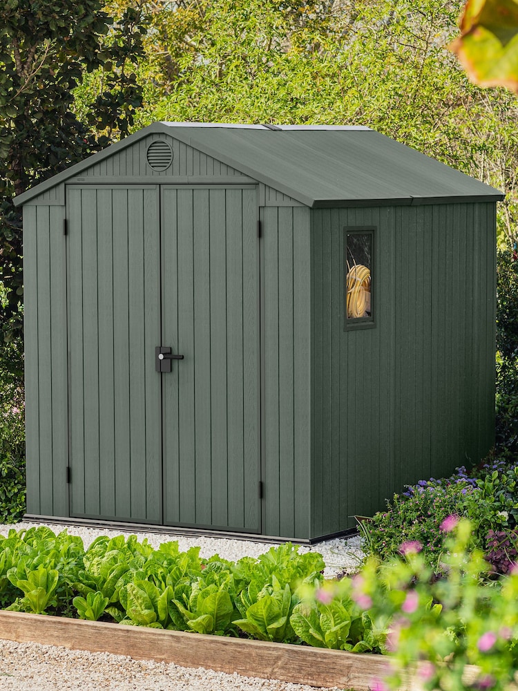 Keter Green Darwin 6x8ft Plastic Garden Shed - Image 1 of 6