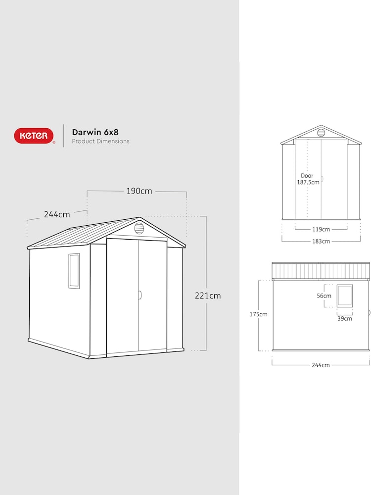 Keter Green Darwin 6x8ft Plastic Garden Shed - Image 6 of 6
