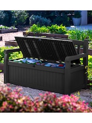 Keter Grey Eden 265L Outdoor Garden Storage Bench - Image 1 of 6