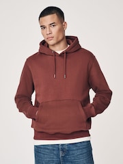 Rust Brun - Vanlig passform Rich Jersey Fabric Huvtröja - Bild 1 av 8