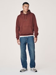 Rust Brun - Vanlig passform Rich Jersey Fabric Huvtröja - Bild 2 av 8