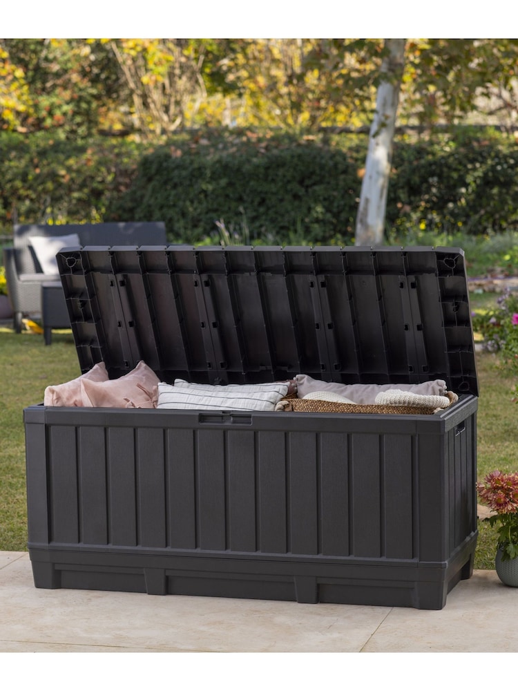 Keter Grey Kentwood 350L Garden Storage Box - Image 1 of 6