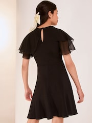 Lipsy Black Layered Flutter Sleeve Jersey Dress (5-16yrs) - Image 5 of 5