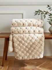 Ivory Luna Scalloped Plush Faux Fur Throw - Image 3 of 4