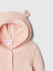 Розовый - Gap Brannan Bear Soft Cotton Knit Cardigan (Newborn-24mths) - Изображение 3 из 3