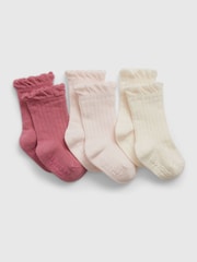 Gap Pink Frill 3 Pack First Favourites Crew Socks (Newborn-24mths) - Image 1 of 1