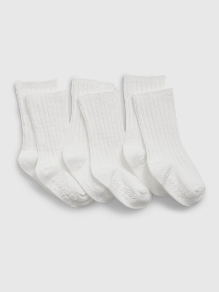 Gap White 3 Pack First Favourites Crew Socks (Newborn-24mths) - Image 1 of 1