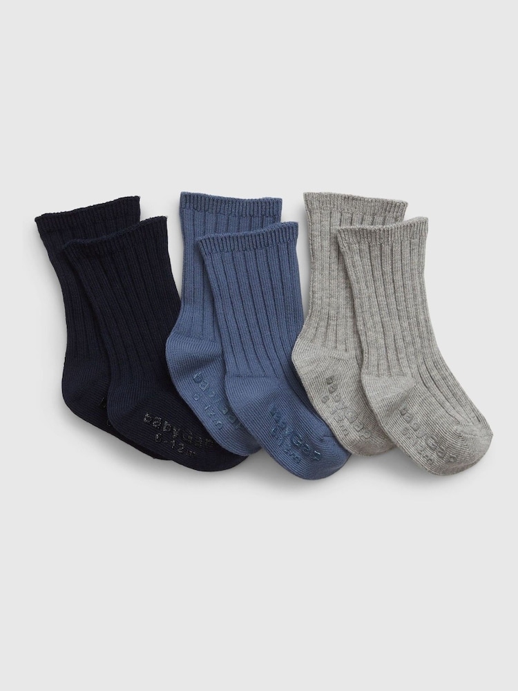 Gap Blue 3 Pack First Favourites Crew Socks (Newborn-24mths) - Image 1 of 1