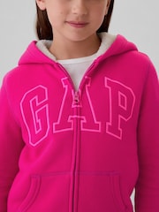 Gap Magenta Pink Logo Sherpa-Lined Zip Up Hoodie (4-13yrs) - Image 4 of 5