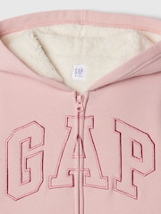 Gap Pink Logo Sherpa-Lined Zip Up Hoodie (4-13yrs) - Image 3 of 3