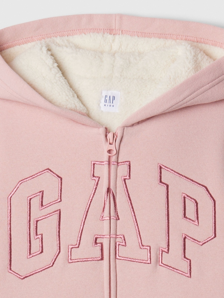 Gap Pink Logo Sherpa-Lined Zip Up Hoodie (4-13yrs) - Image 3 of 3