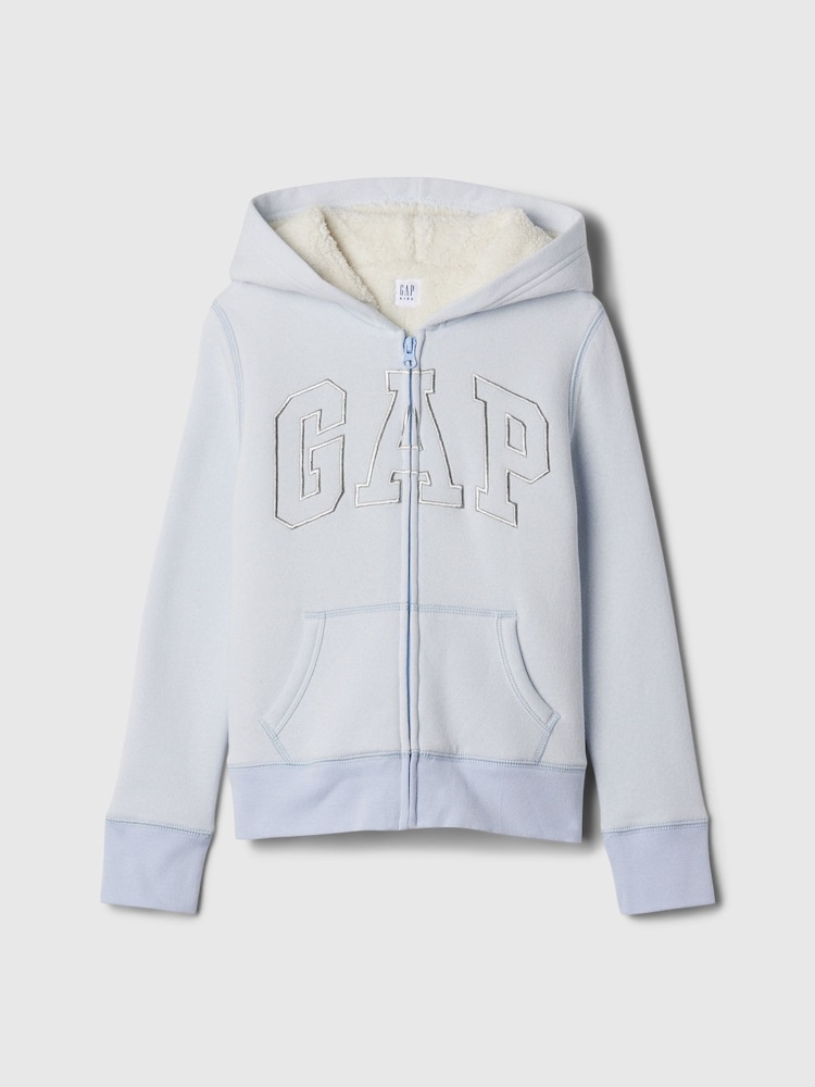 Gap Blue Logo Sherpa-Lined Zip Up Hoodie (4-13yrs) - Image 1 of 3 Gap Blue Logo Sherpa-Lined Zip Up Hoodie (4-13yrs) - Image 1 of 3