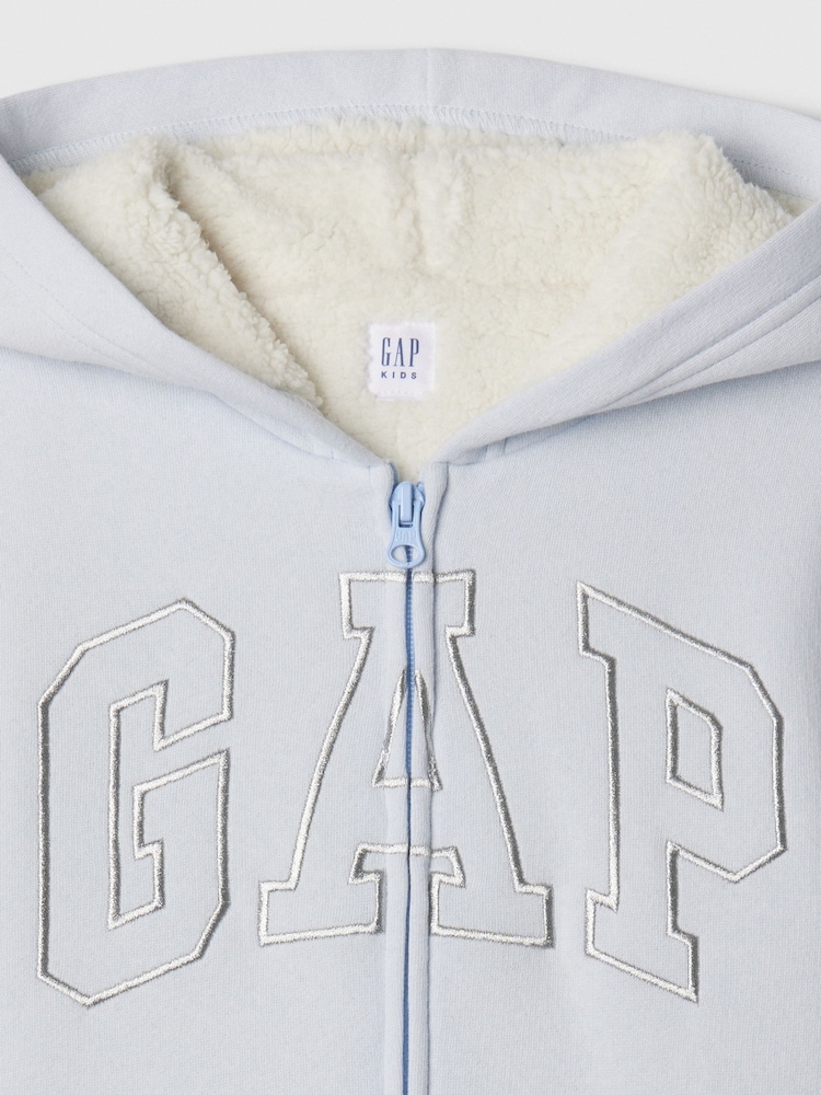 Gap Blue Logo Sherpa-Lined Zip Up Hoodie (4-13yrs) - Image 3 of 3
