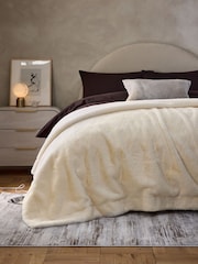 Ivory Heated Plush Faux Fur Throw - Image 1 of 3