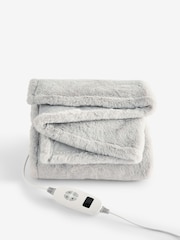 Grey Heated Plush Faux Fur Throw - Image 4 of 4