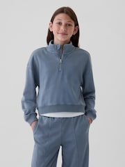 Gap Blue Vintage Soft Half Zip Cropped Pullover (4-13yrs) - Image 1 of 5