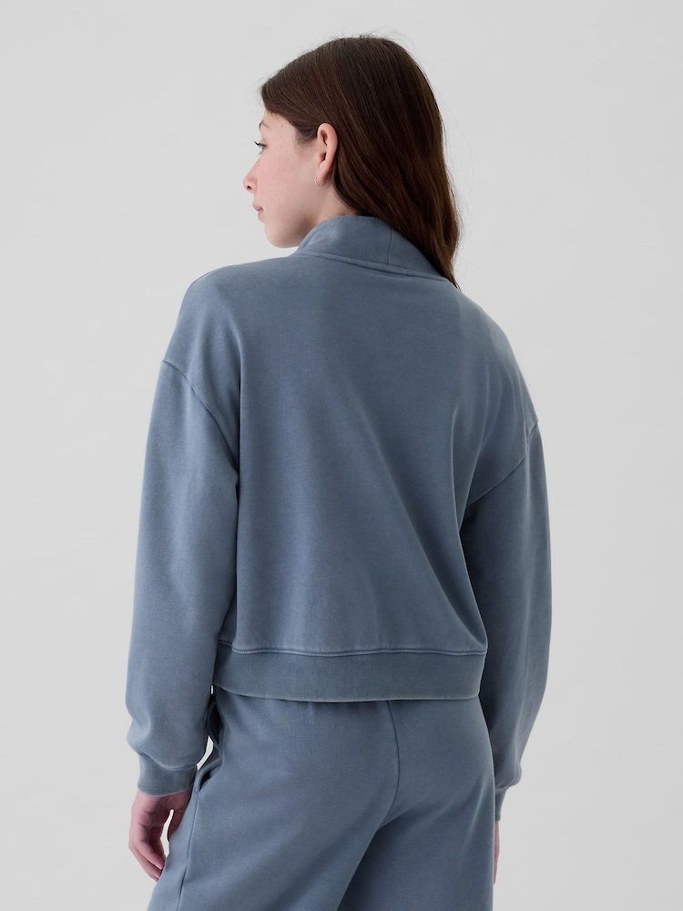 Gap Blue Vintage Soft Half Zip Cropped Pullover (4-13yrs) - Image 2 of 5