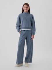 Gap Blue Vintage Soft Half Zip Cropped Pullover (4-13yrs) - Image 3 of 5