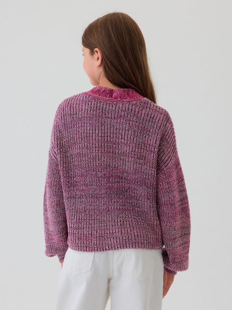 Gap Pink Shaker-Stitch Cropped Cardigan (4-13yrs) - Image 2 of 5