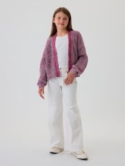 Gap Pink Shaker-Stitch Cropped Cardigan (4-13yrs) - Image 3 of 5