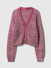 Gap Pink Shaker-Stitch Cropped Cardigan (4-13yrs) - Image 4 of 5