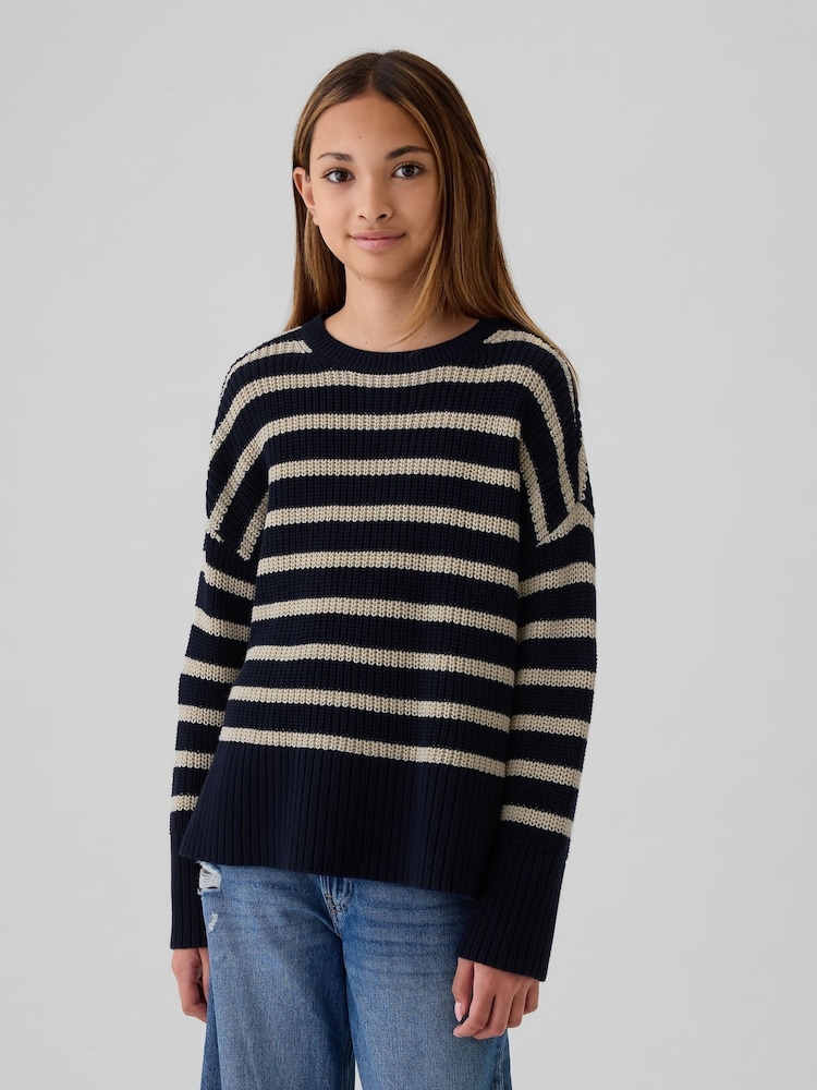 Gap Blue Stripe Oversized Jumper (4-13yrs) - Image 1 of 5 Gap Blue Stripe Oversized Jumper (4-13yrs) - Image 1 of 5