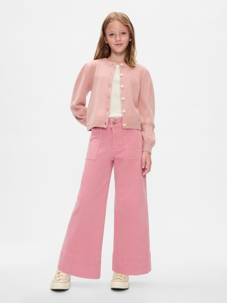 Gap Pink High Waisted Wide Leg Ankle Jeans (5-13yrs) - Image 1 of 6 Gap Pink High Waisted Wide Leg Ankle Jeans (5-13yrs) - Image 1 of 6