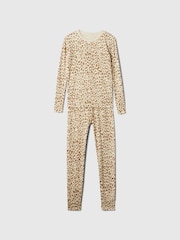 Gap Brown Leopard Print Cotton Long Sleeve Pyjama Set (4-13yrs) - Image 1 of 3