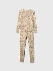 Gap Brown Leopard Print Cotton Long Sleeve Pyjama Set (4-13yrs) - Image 2 of 3