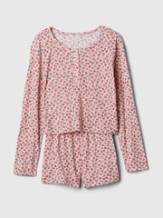 Gap Pink Floral Henley Pyjama Shorts Set (4-13yrs) - Image 1 of 3