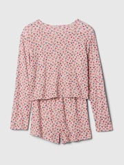 Gap Pink Floral Henley Pyjama Shorts Set (4-13yrs) - Image 2 of 3
