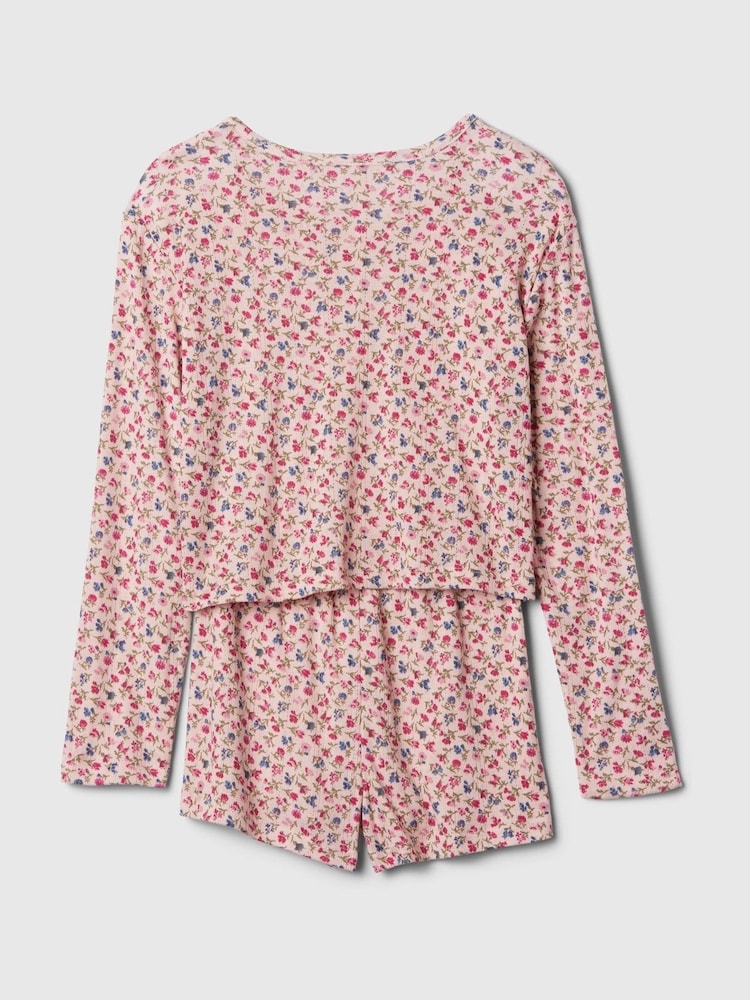 Gap Pink Floral Henley Pyjama Shorts Set (4-13yrs) - Image 2 of 3