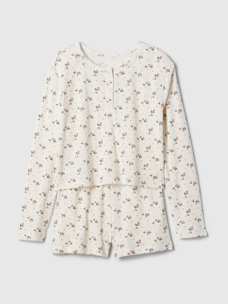 Gap White Floral Henley Pyjama Shorts Set (4-13yrs) - Image 1 of 3