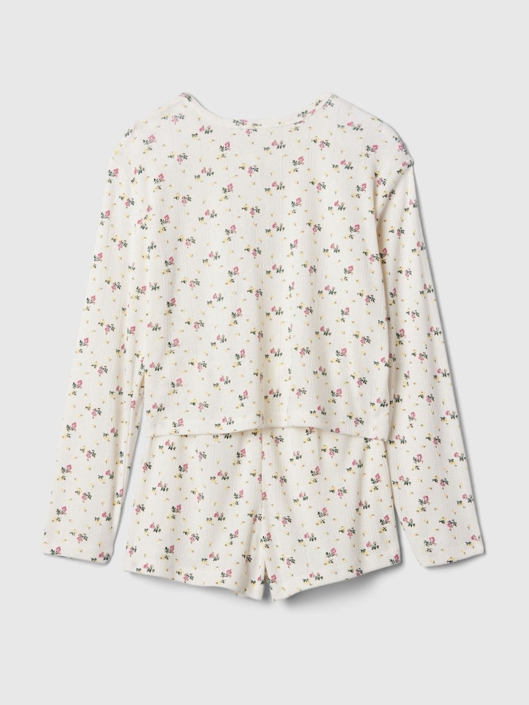 Gap White Floral Henley Pyjama Shorts Set (4-13yrs) - Image 2 of 3