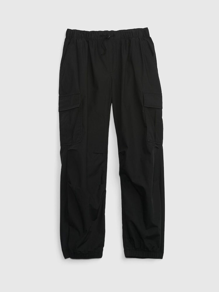 Gap Black Pull On Cargo Parachute Trousers (4-13yrs) - Image 1 of 1 Gap Black Pull On Cargo Parachute Trousers (4-13yrs) - Image 1 of 1