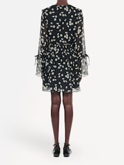 The Kooples Black Printed Silk Short Sleeve Dress - Image 2 of 7
