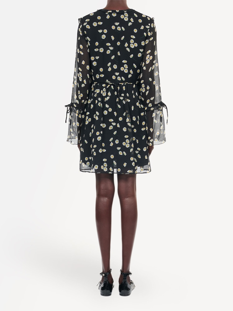 The Kooples Black Printed Silk Short Sleeve Dress - Image 2 of 7 The Kooples Black Printed Silk Short Sleeve Dress - Image 2 of 7