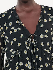 The Kooples Black Printed Silk Short Sleeve Dress - Image 3 of 7