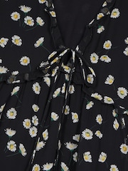 The Kooples Black Printed Silk Short Sleeve Dress - Image 6 of 7