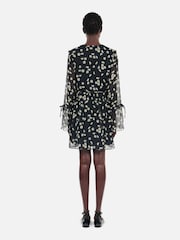 The Kooples Black Printed Silk Short Sleeve Dress - Image 7 of 7