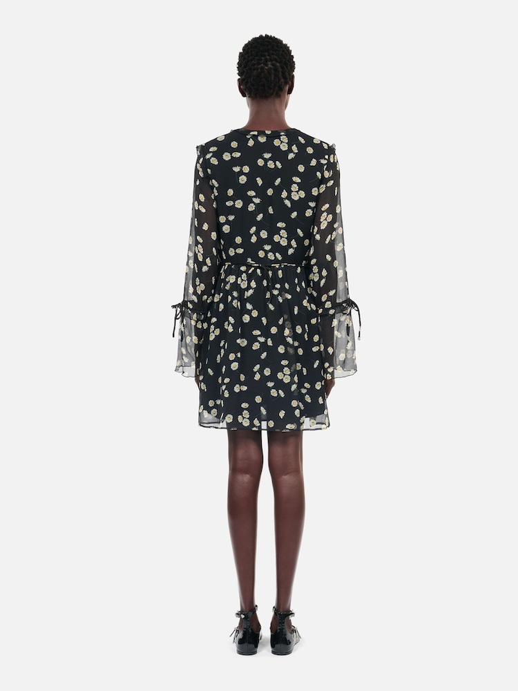The Kooples Black Printed Silk Short Sleeve Dress - Image 7 of 7 The Kooples Black Printed Silk Short Sleeve Dress - Image 7 of 7