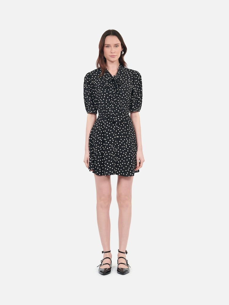 The Kooples Black Printed Button Down Mini Dress - Image 1 of 7