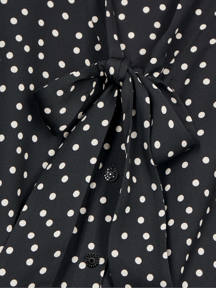 The Kooples Black Printed Button Down Mini Dress - Image 7 of 7