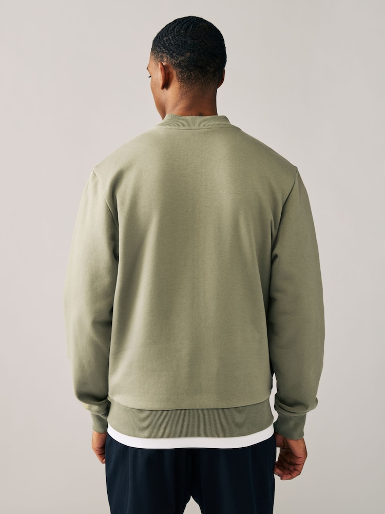Green Cotton Rich Jersey Bomber Jacket - Image 3 of 8