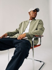 Green Cotton Rich Jersey Bomber Jacket - Image 4 of 8