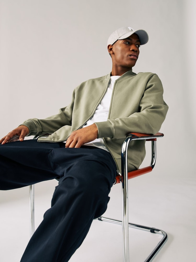 Green Cotton Rich Jersey Bomber Jacket - Image 4 of 8