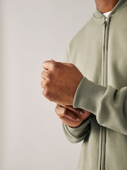 Green Cotton Rich Jersey Bomber Jacket - Image 5 of 8
