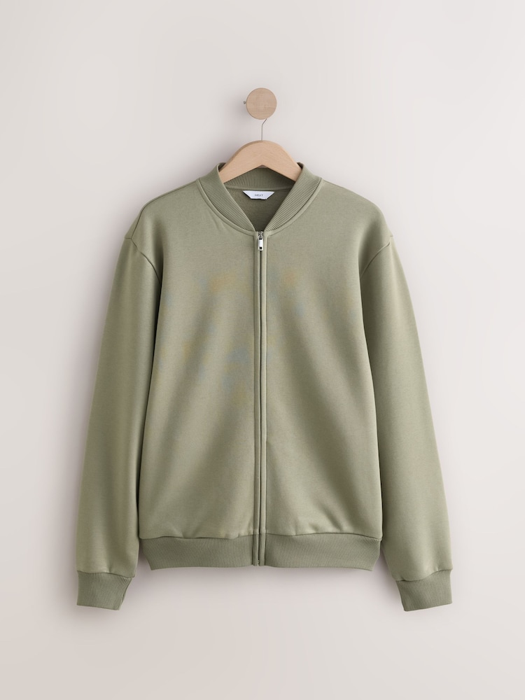 Green Cotton Rich Jersey Bomber Jacket - Image 6 of 8