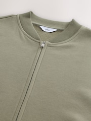 Green Cotton Rich Jersey Bomber Jacket - Image 7 of 8